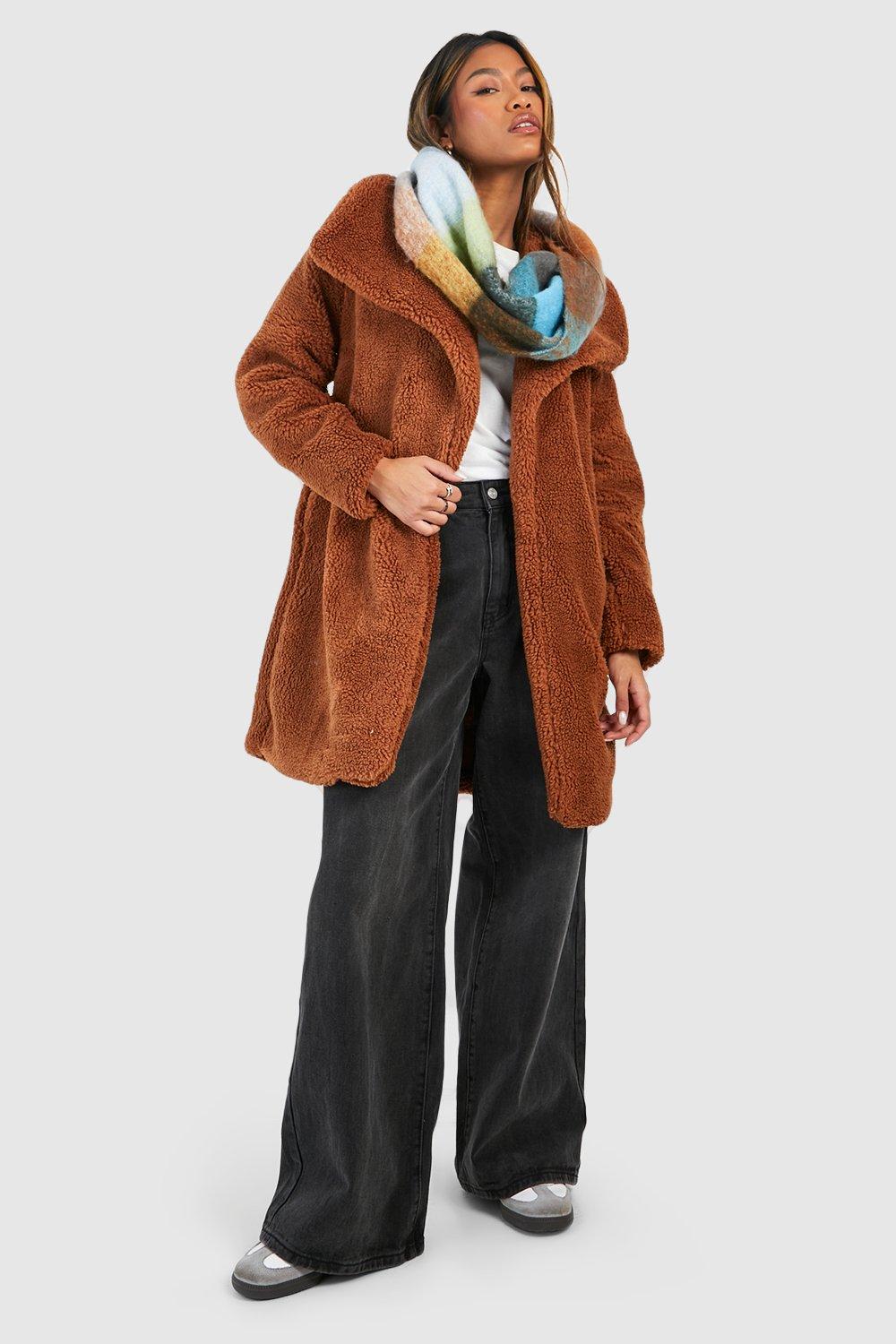 Shawl Collar Teddy Faux Fur Jacket boohoo