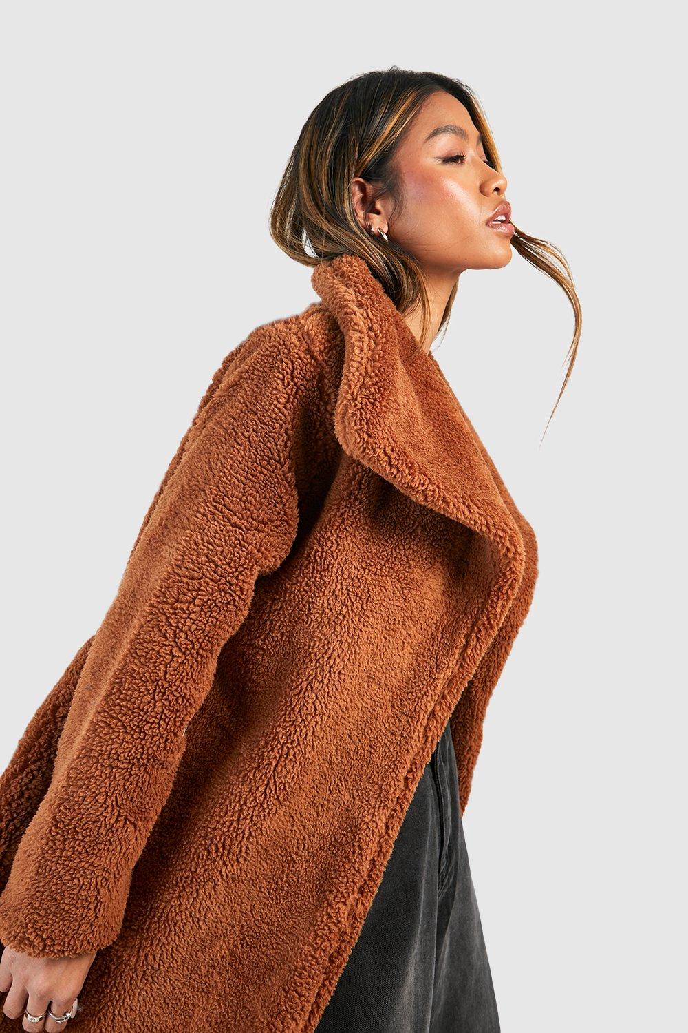 Shawl Collar Teddy Faux Fur Jacket boohoo USA