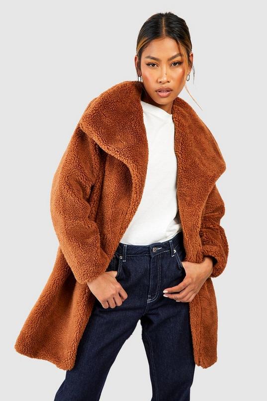 Women's Shawl Collar Teddy Faux Fur Jacket | Boohoo UK