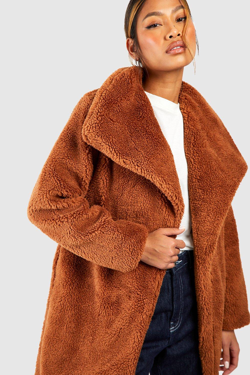 Faux fur jacket outlet with collar