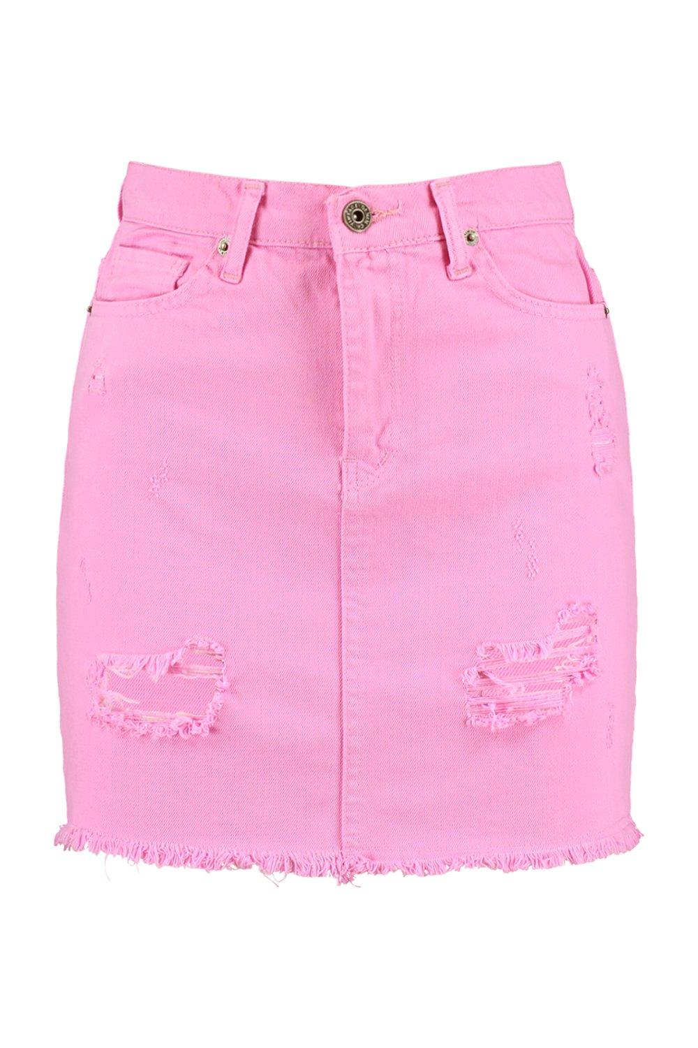 coloured denim mini skirt