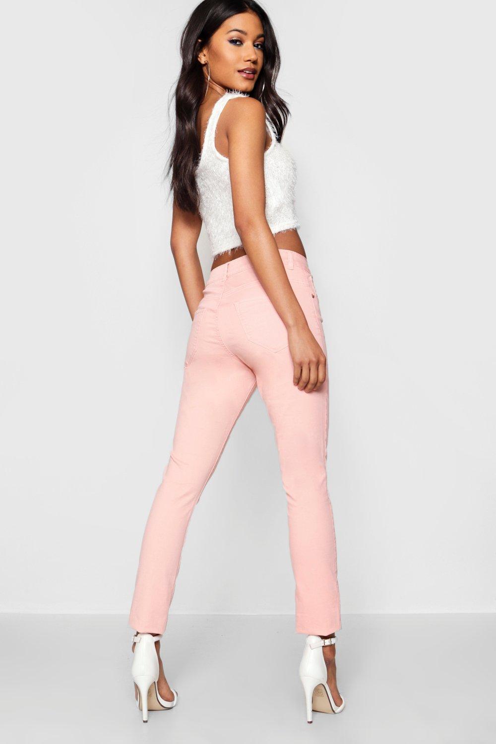 Pastel pink skinny jeans