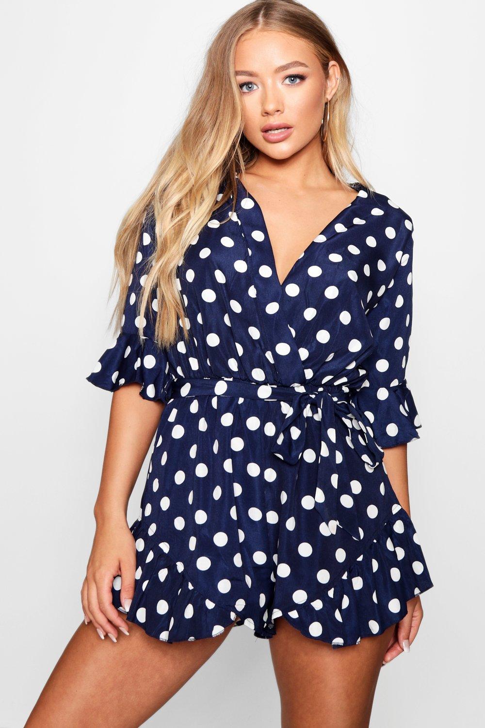 polka dot playsuit boohoo
