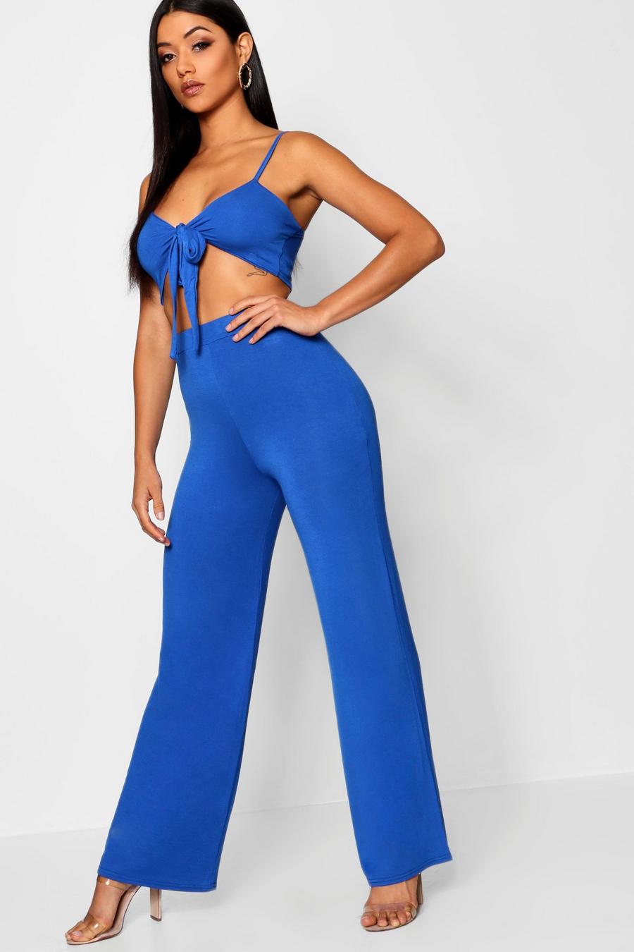 Cobalt Tie Front Top & Wide Leg Trouser Co-ord image number 1
