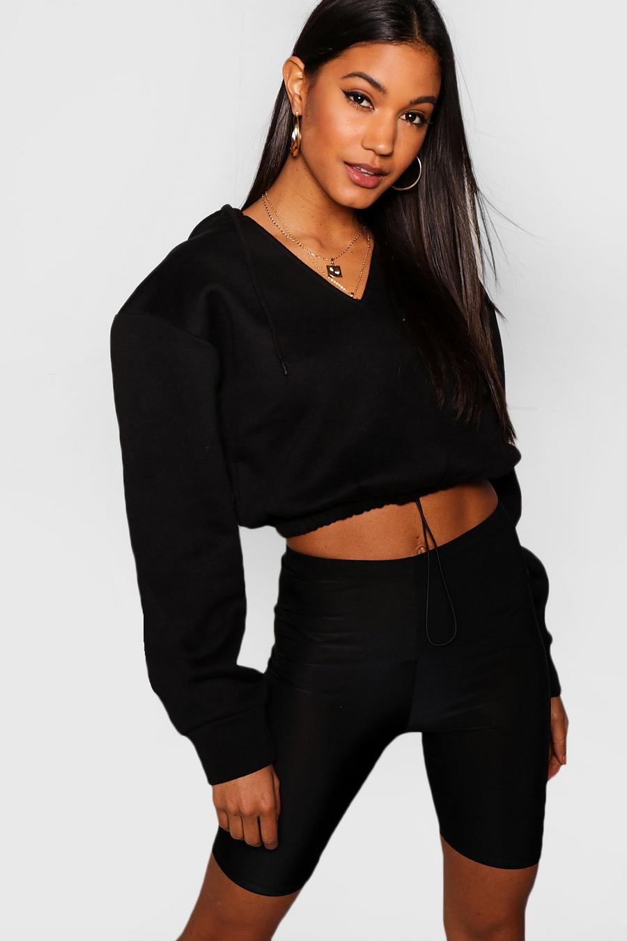 Drawcord Cropped Hoody image number 1