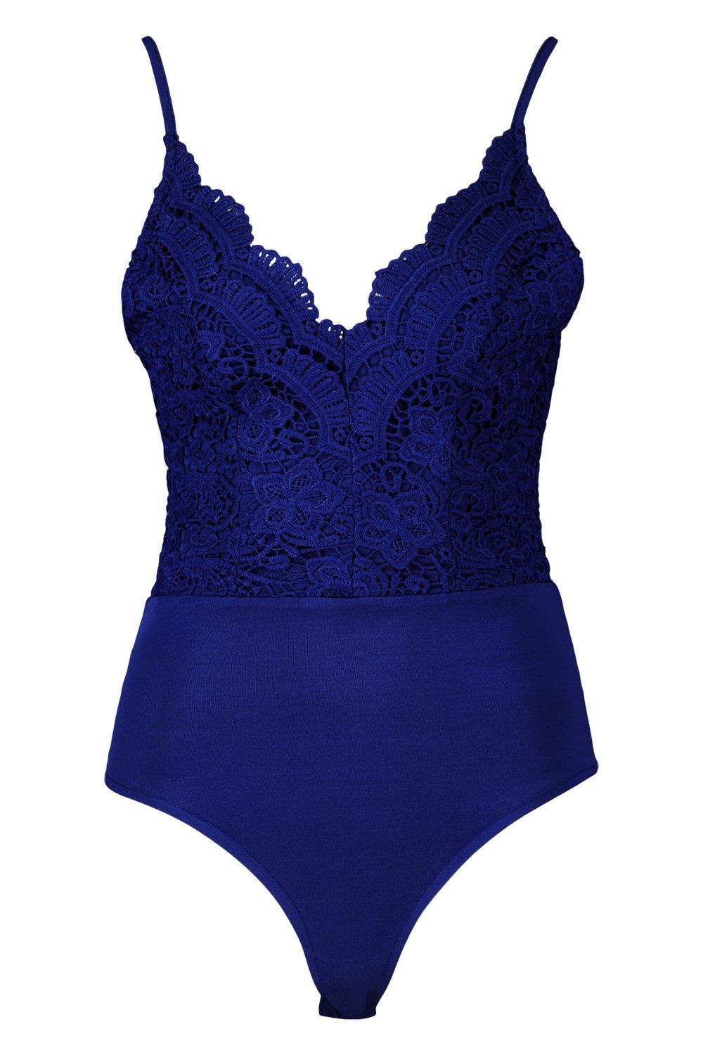 Julianna Dark Blue Plus Lace bodysuit, 2X