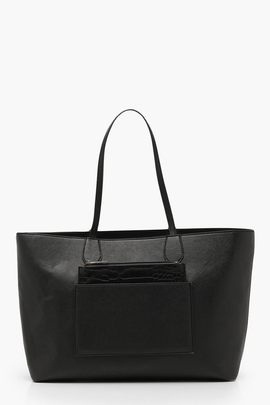 Structured Faux Croc Panel Tote image number 1