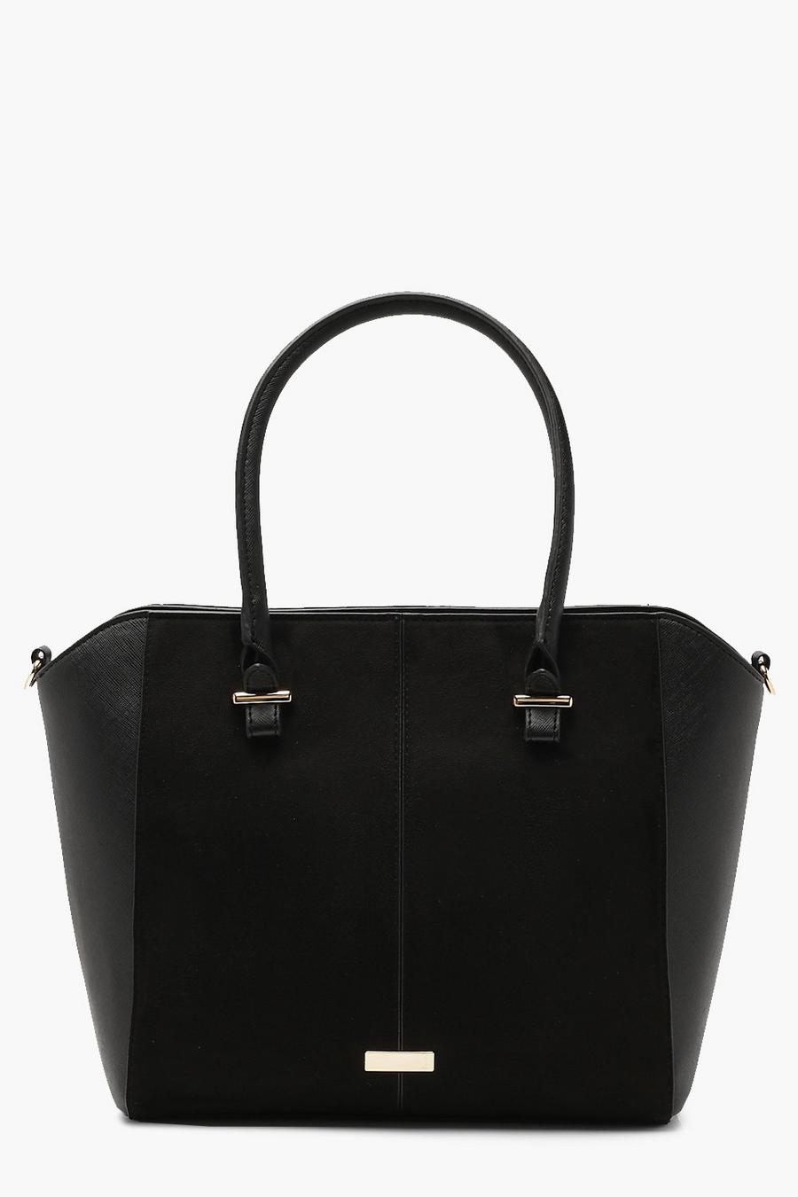 Structured Suedette & PU Tote Bag image number 1