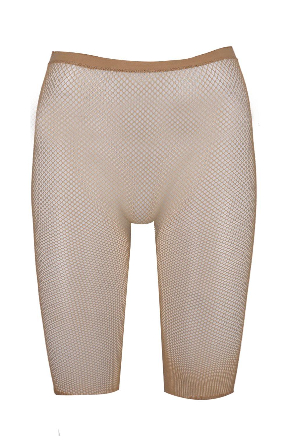 Pantalones cortos de ciclista con detalle de mallas color piel