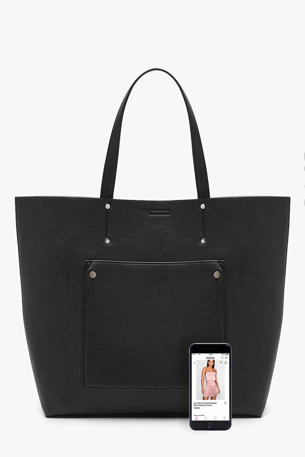 black tote bag boohoo