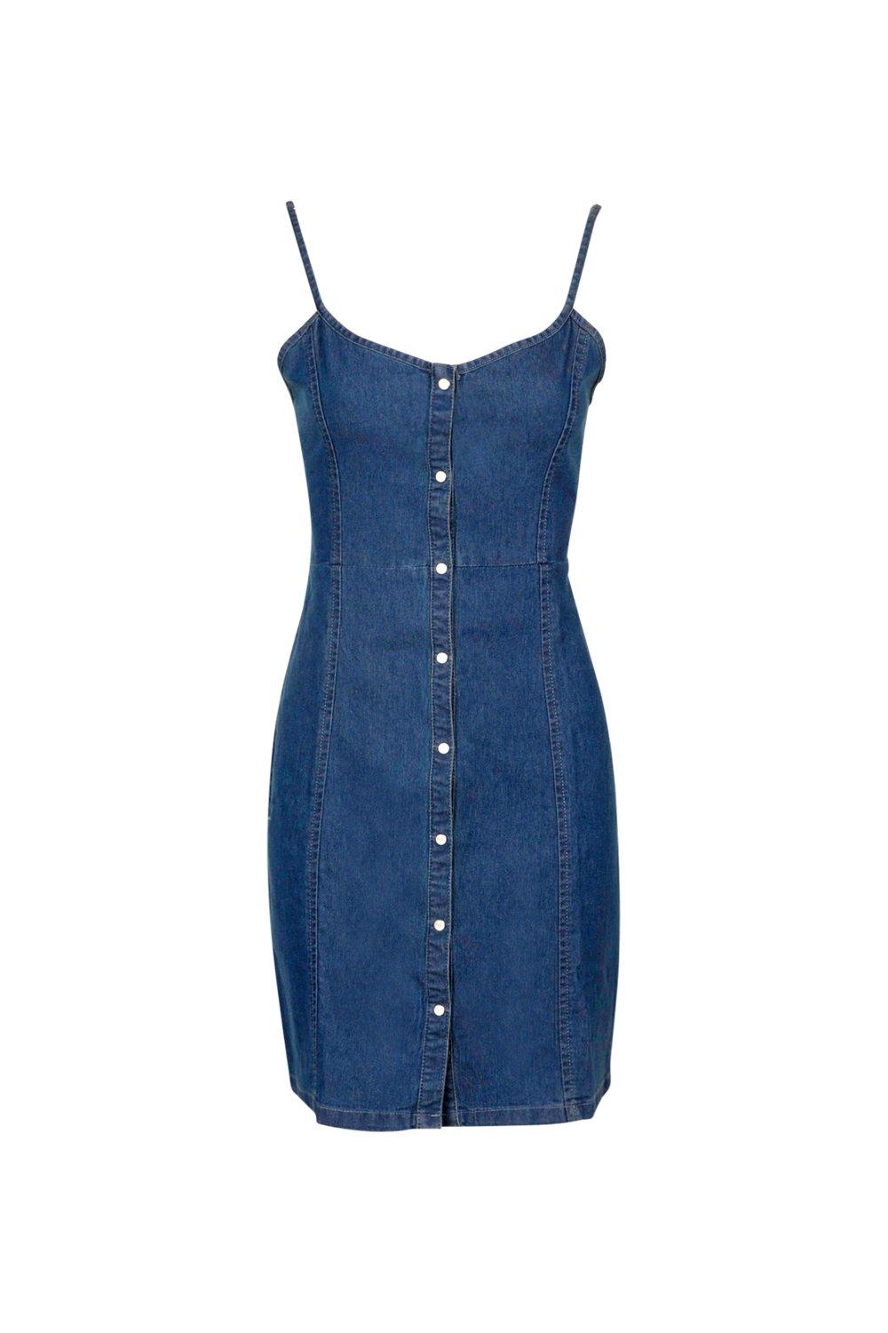 denim popper dress