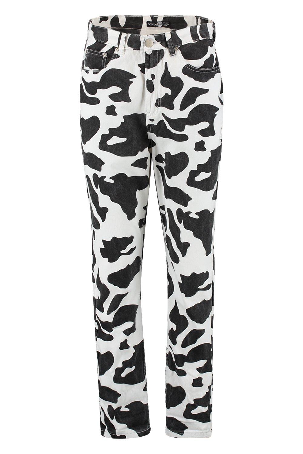 cow print mom jeans