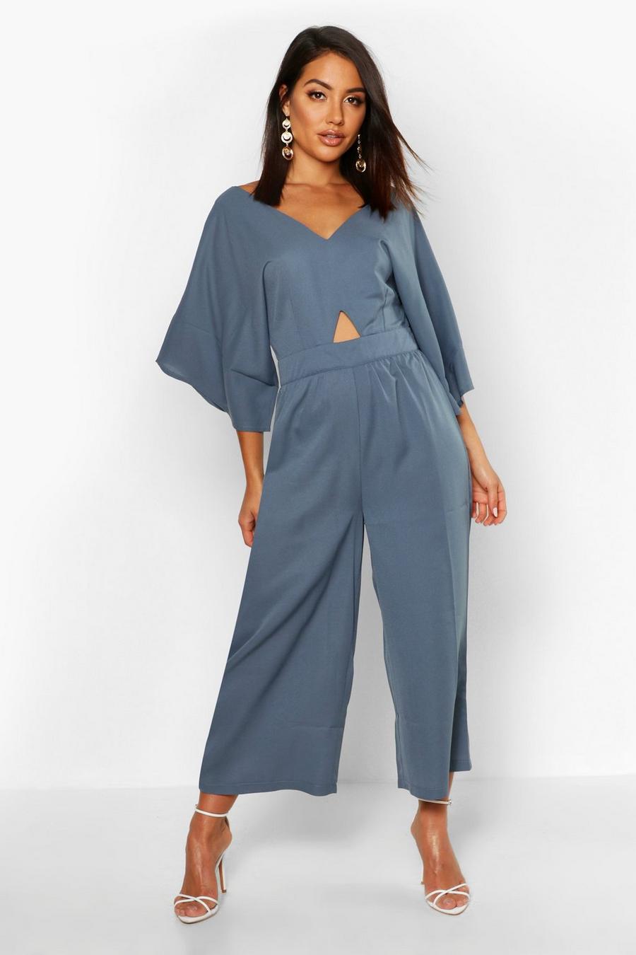 Combinaison jupe-culotte à manches kimono, Bleu foncé image number 1