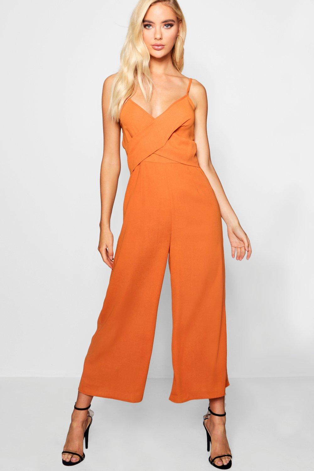 boohoo orange jumpsuit