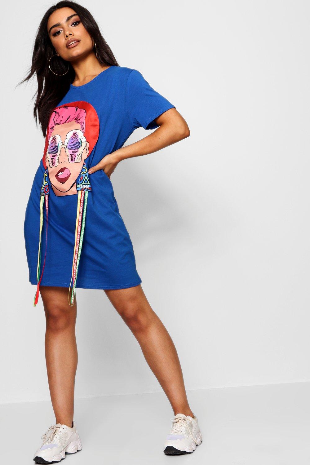 cobalt blue t shirt dress