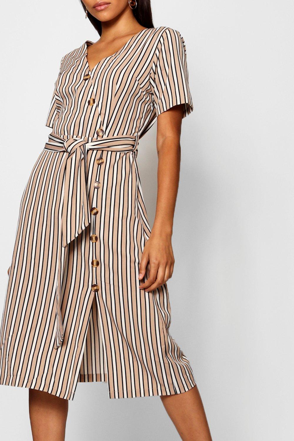 Stripe button midi dress new arrivals