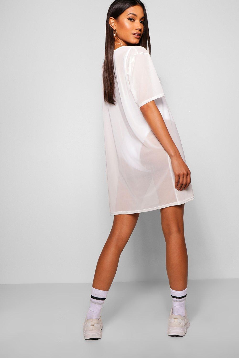 mesh oversized t shirt dress