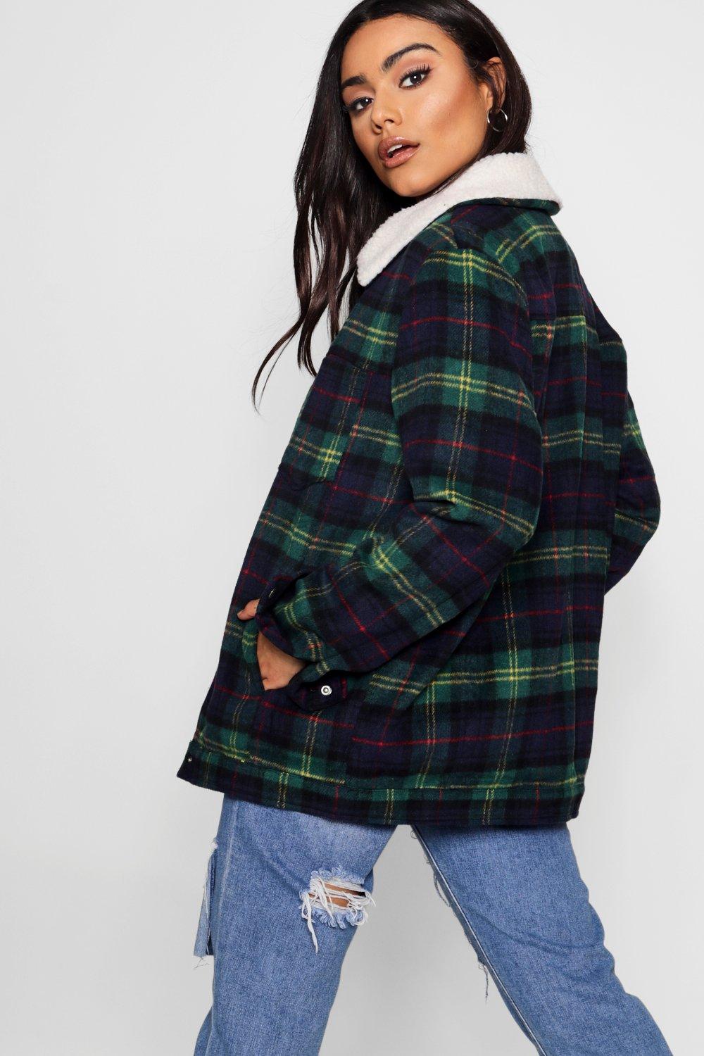 Check trucker hot sale jacket womens