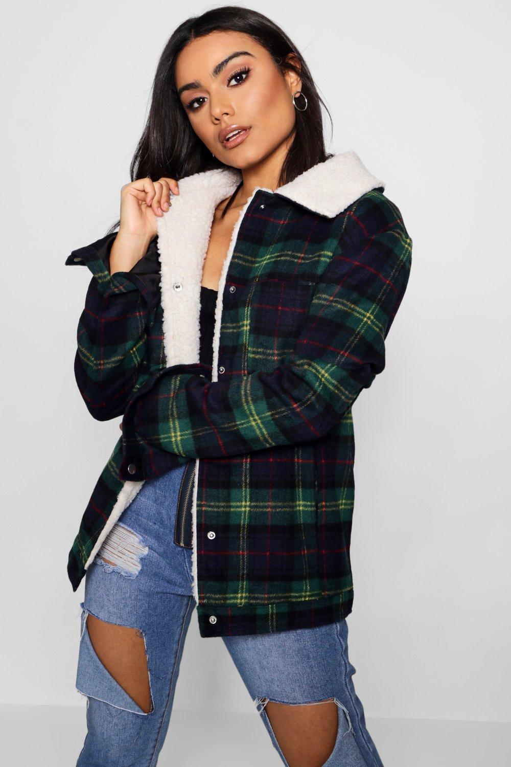 Boohoo checked jacket hotsell