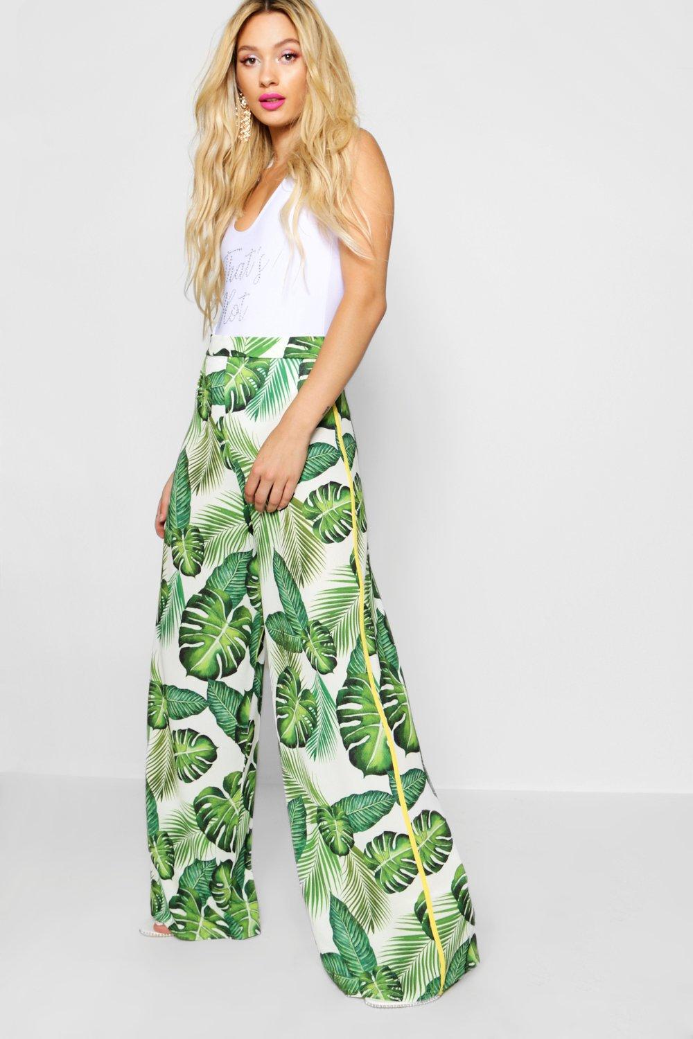 Palm leaf palazzo store pants