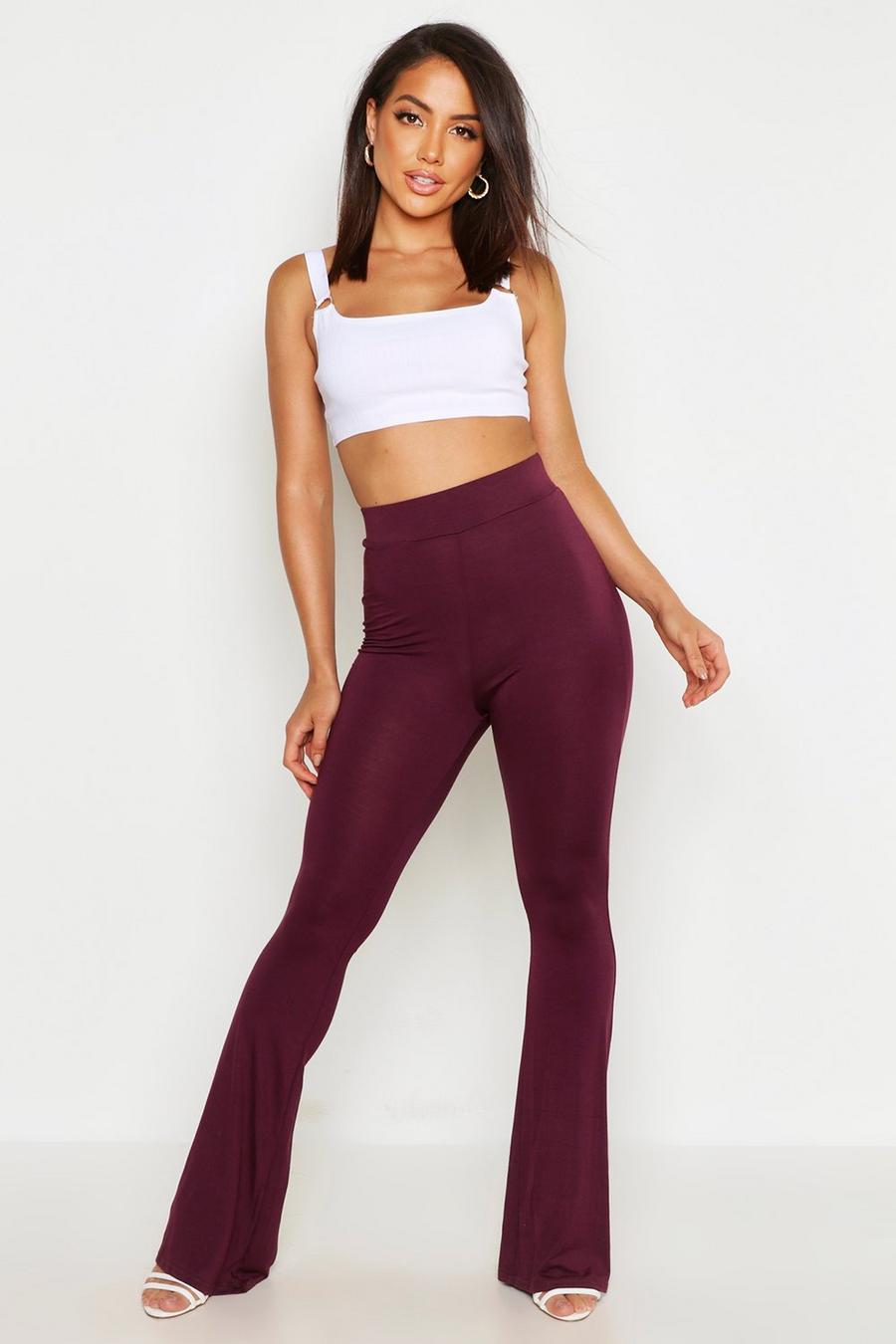 Berry Basics High Waisted Jersey Knit Skinny Flared Pants image number 1