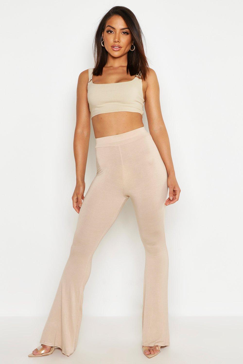 JDY high waisted flared trousers in black