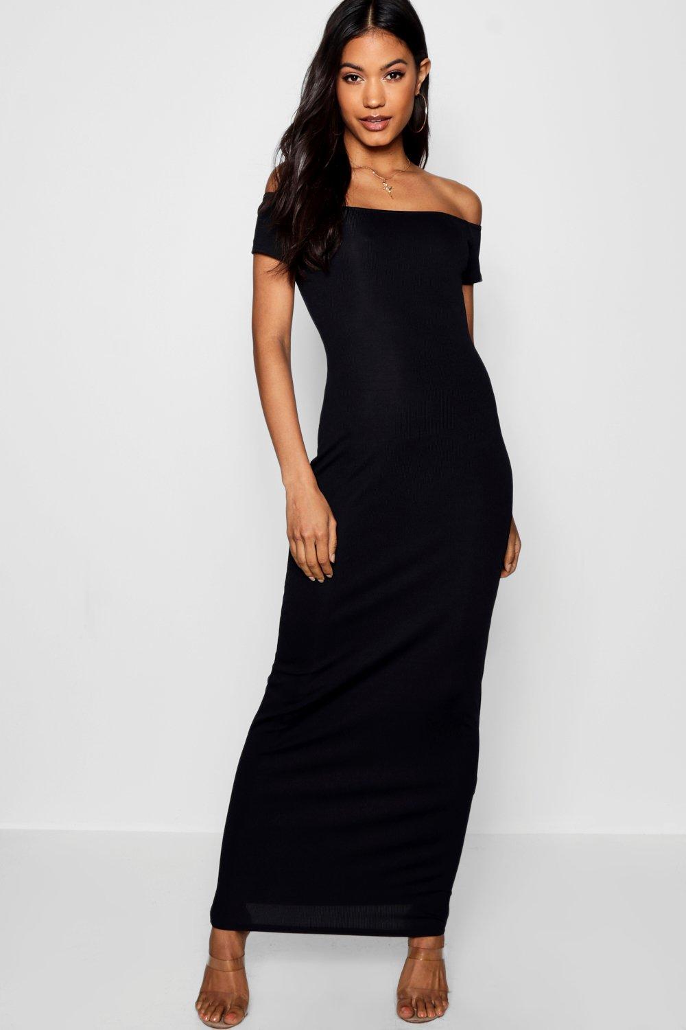 off the shoulder ribbed maxi dress