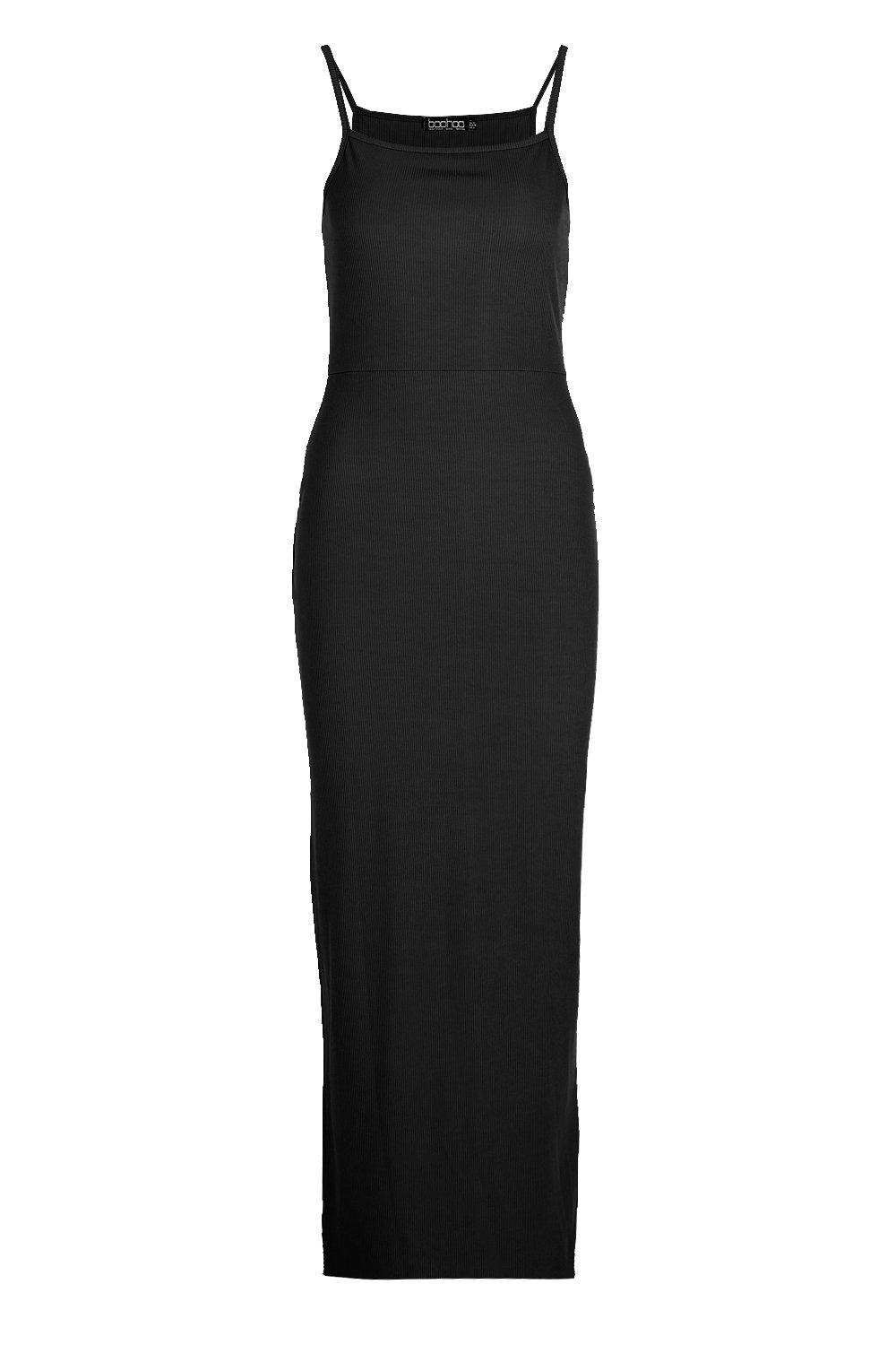 ribbed black maxi dress