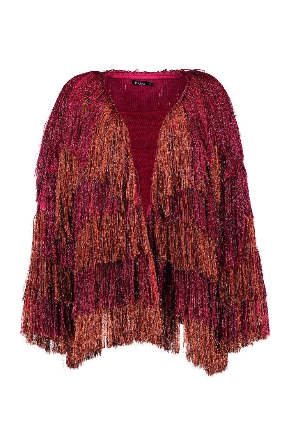 Premium Metallic Fringe Knit Cardigan