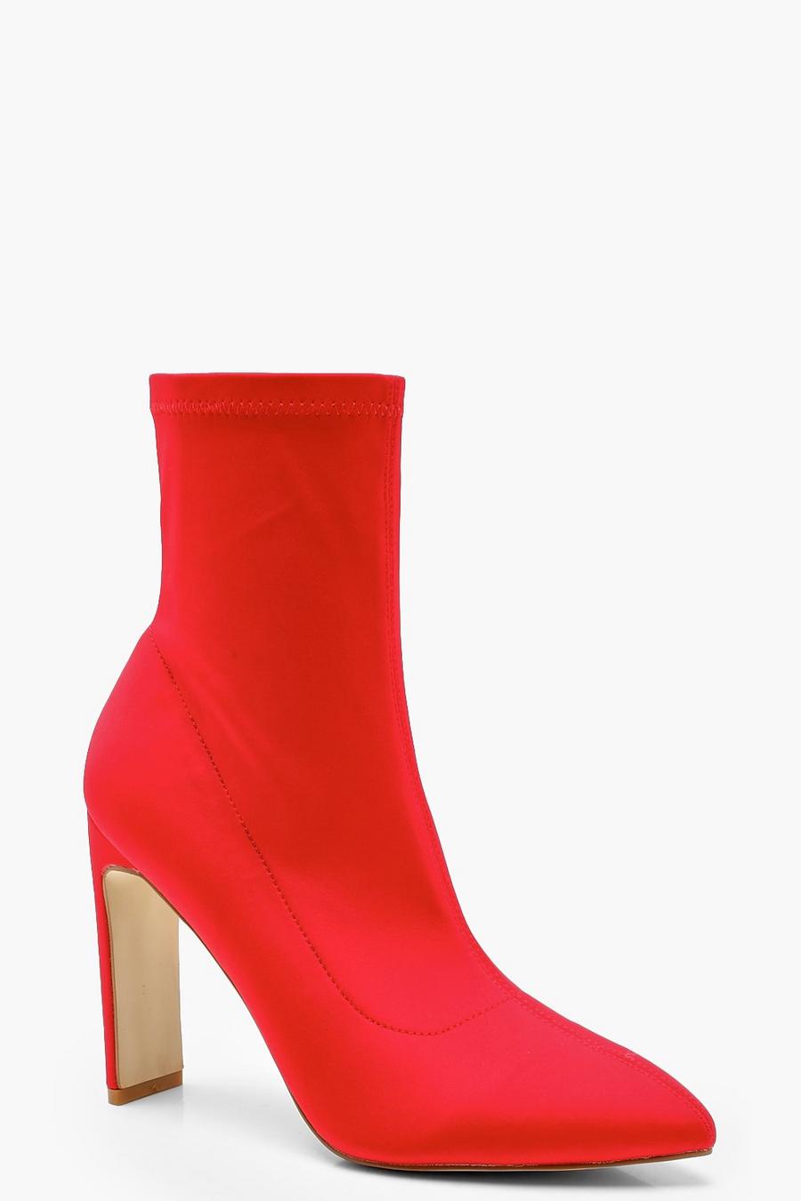 Red Flat Heel Sock Boots image number 1