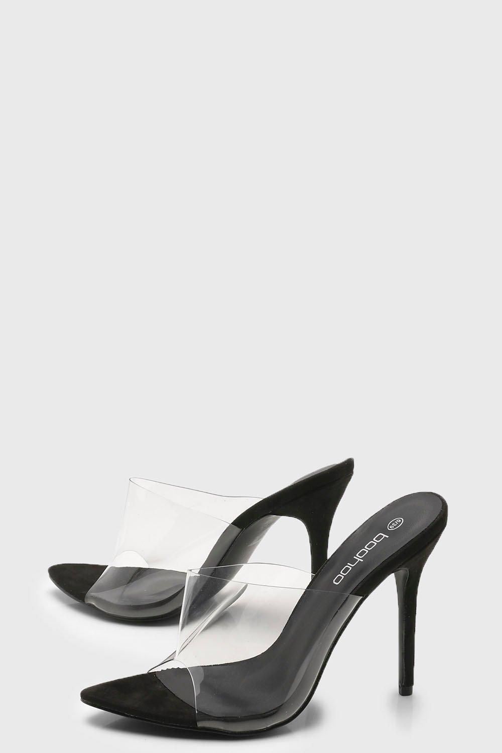 Clear black 2024 mule heels