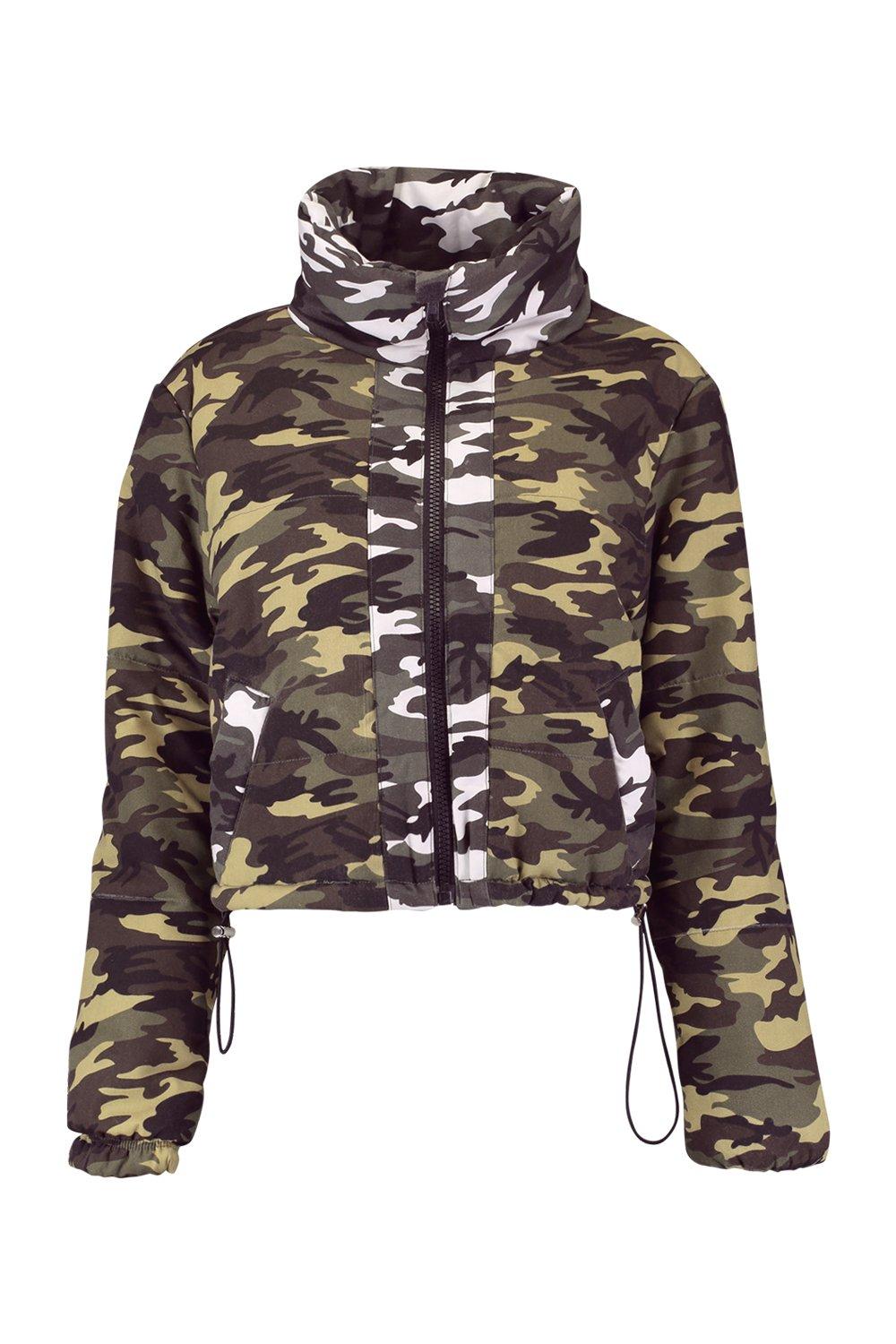 Camo cropped outlet puffer jacket