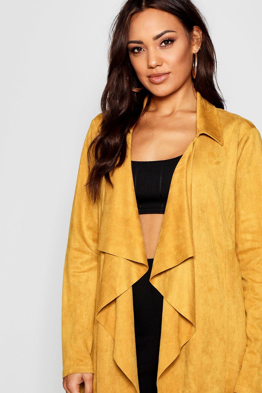 Mustard waterfall outlet coat