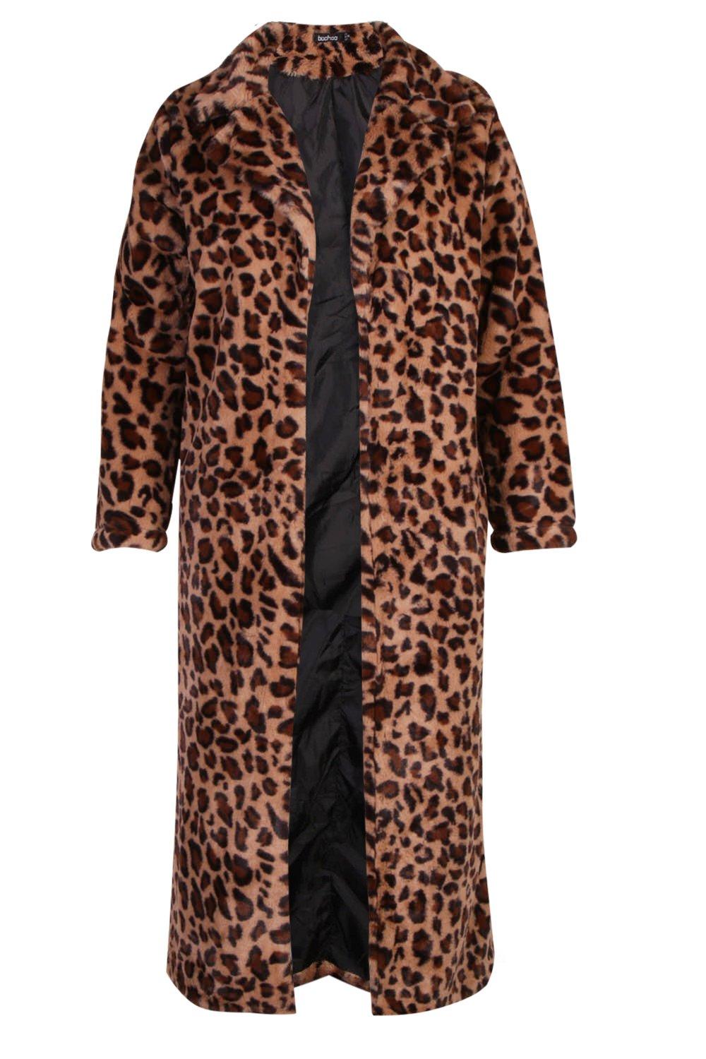 petite leopard faux fur coat