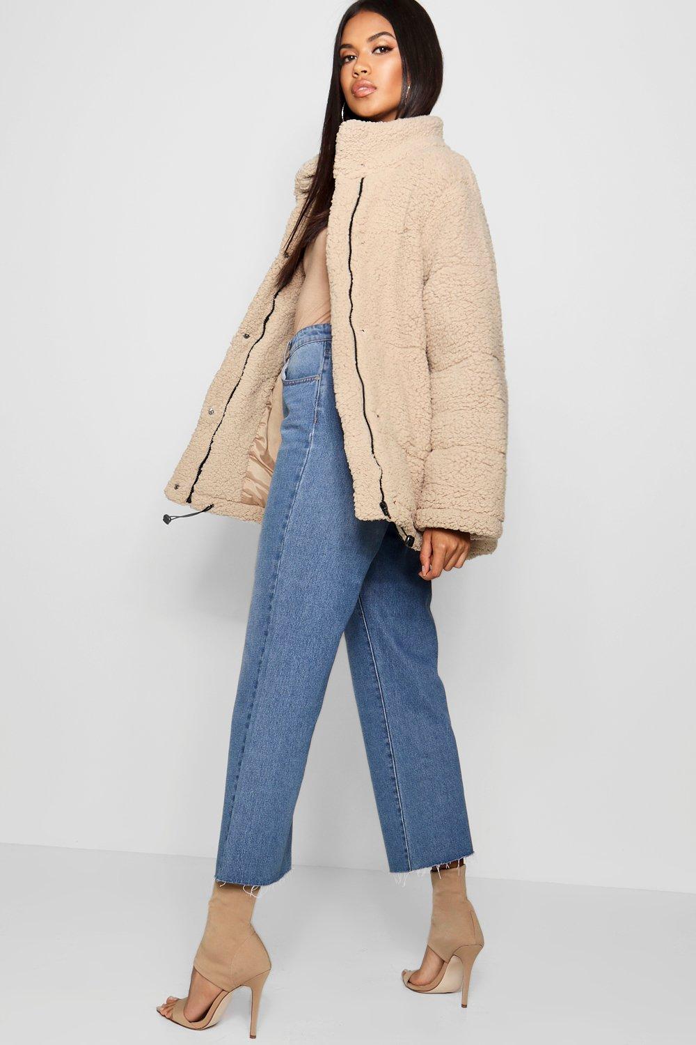 Oversized fleece sale puffer jacket