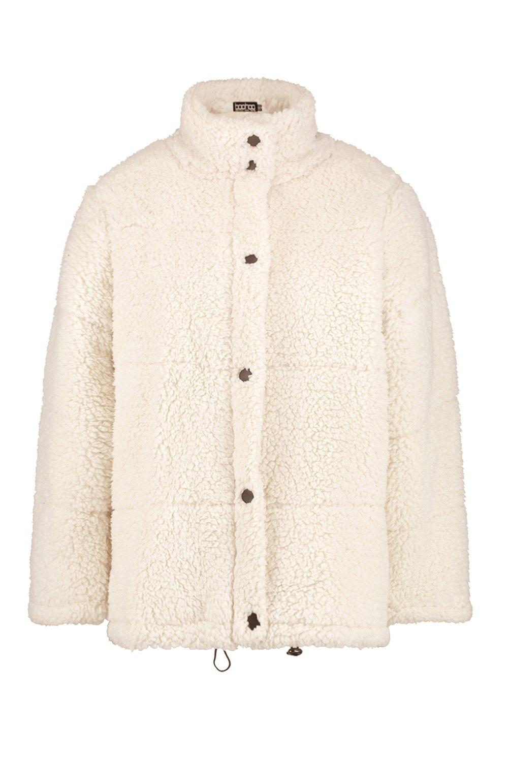oversized fleece puffer jacket