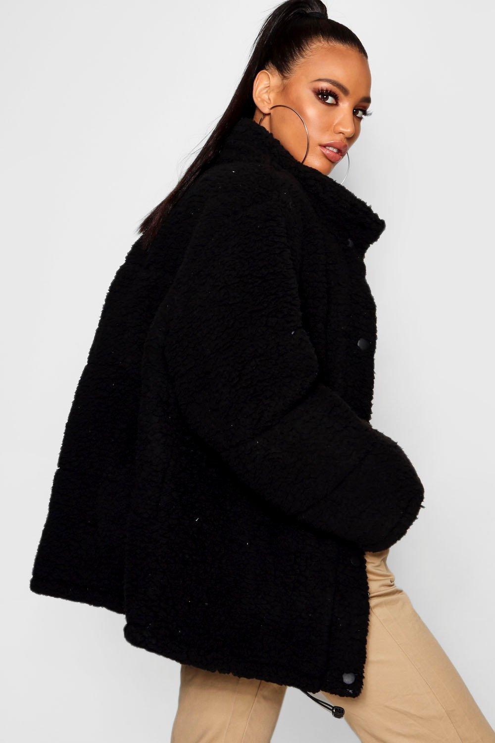 oversized fleece puffer jacket