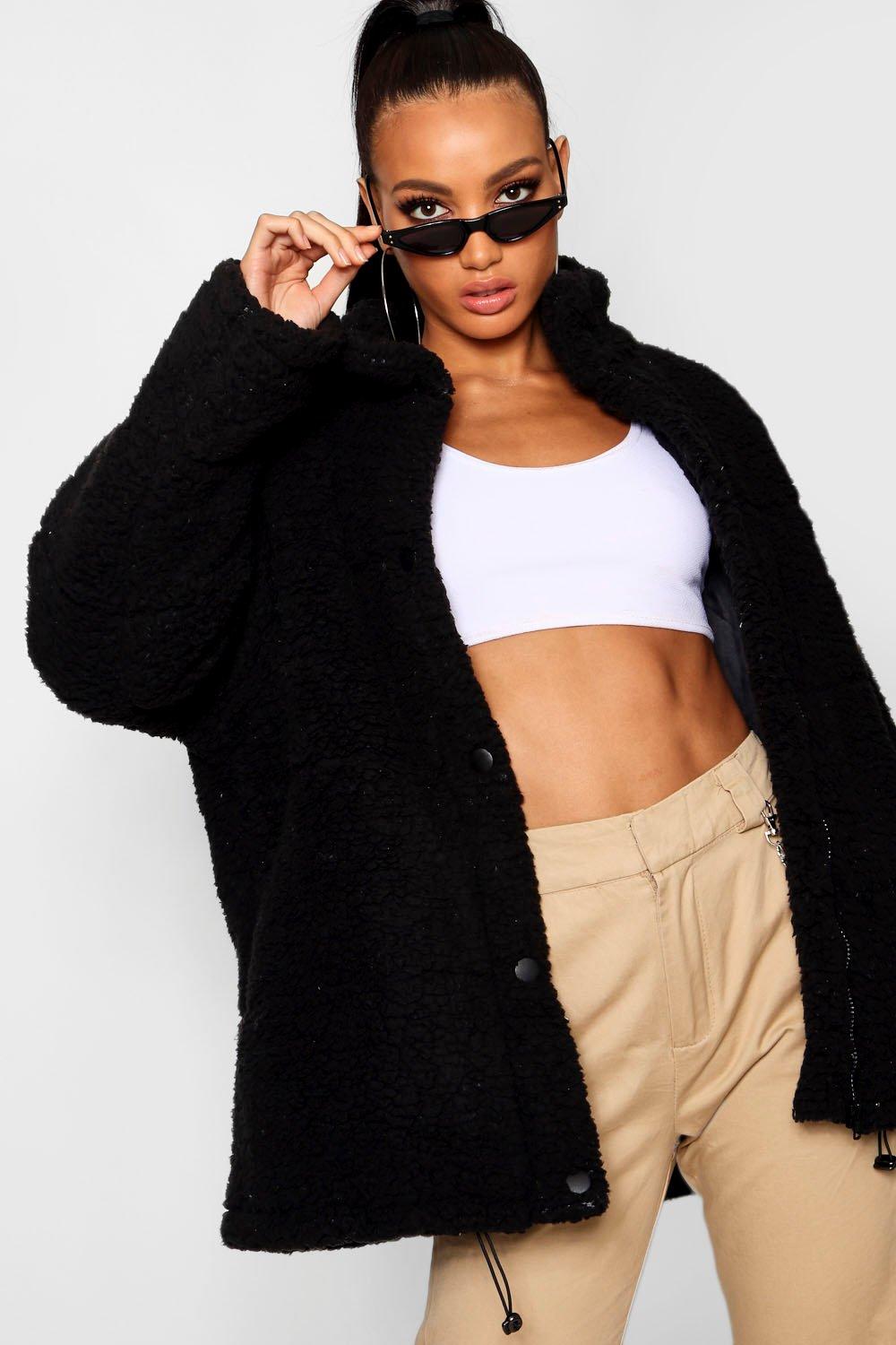 oversized fleece puffer jacket