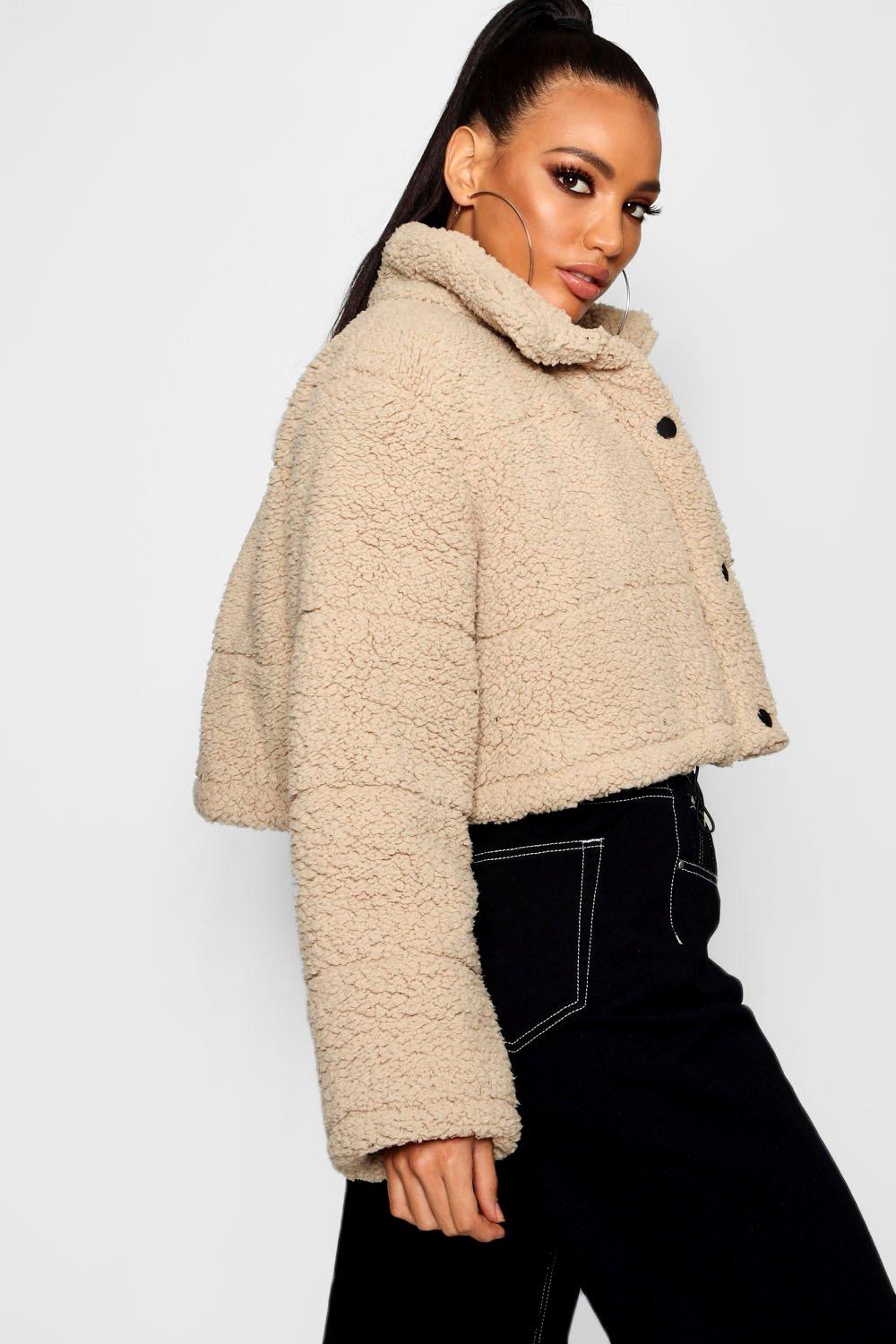 Crop fleece 2025 oversized puffer jacket