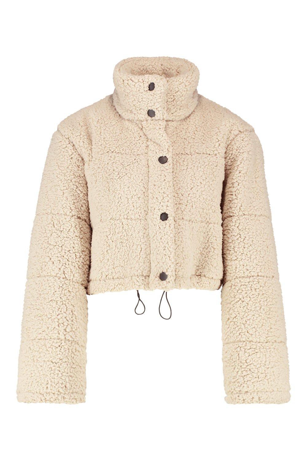 crop fleece oversized puffer jacket