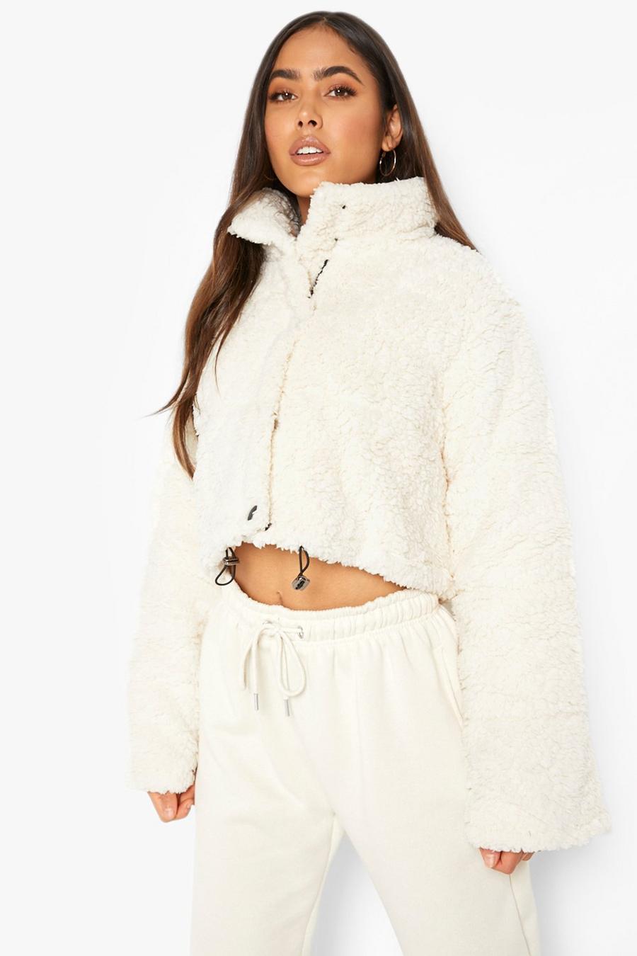 Crop Fleece Oversized Puffer Jacket | boohoo