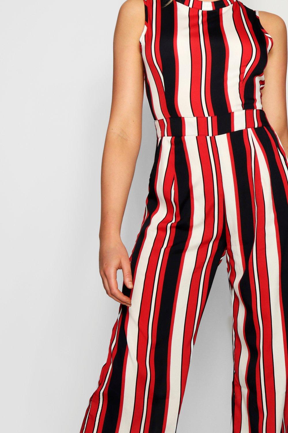 Red white hot sale striped jumpsuit