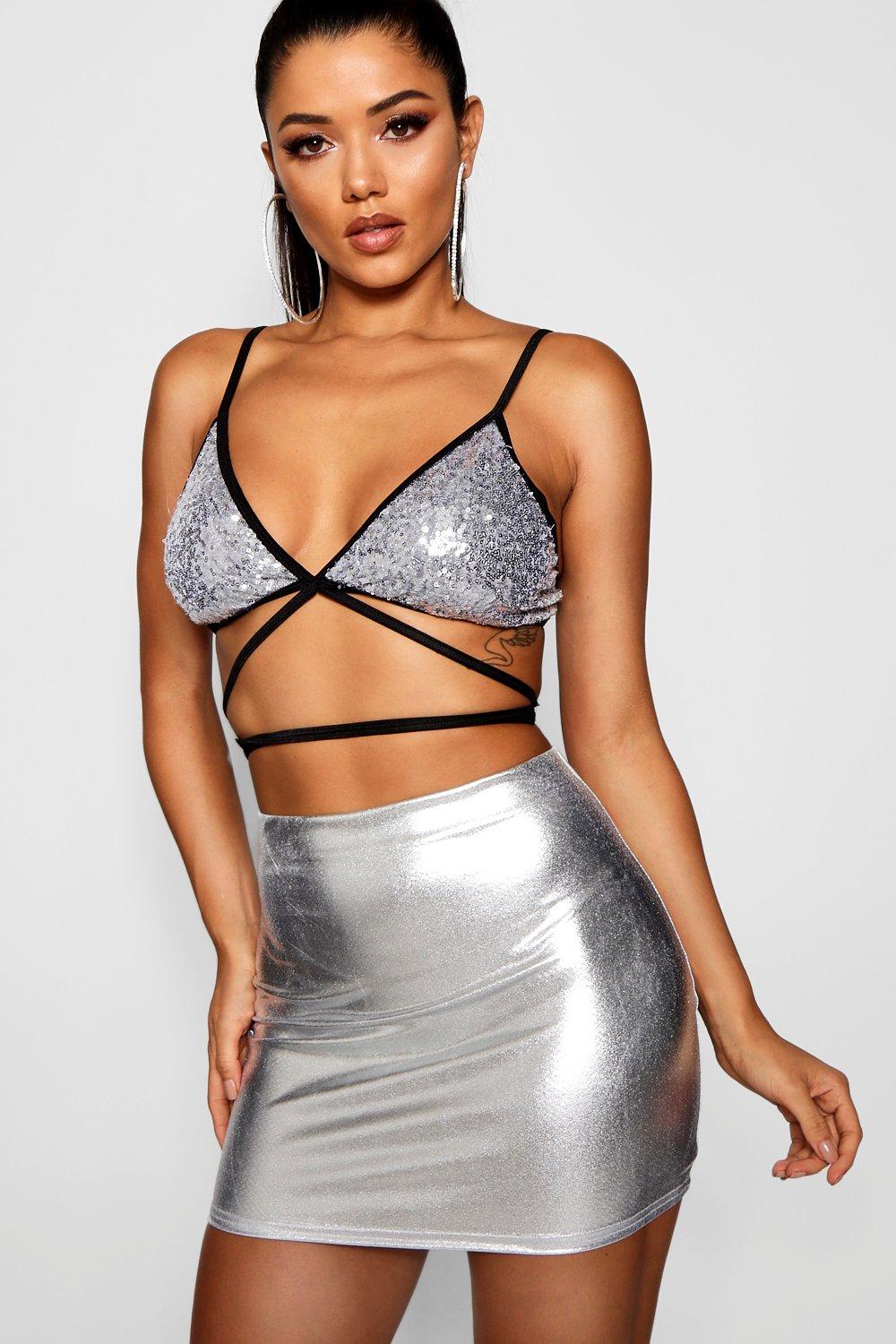 metallic bodycon skirt