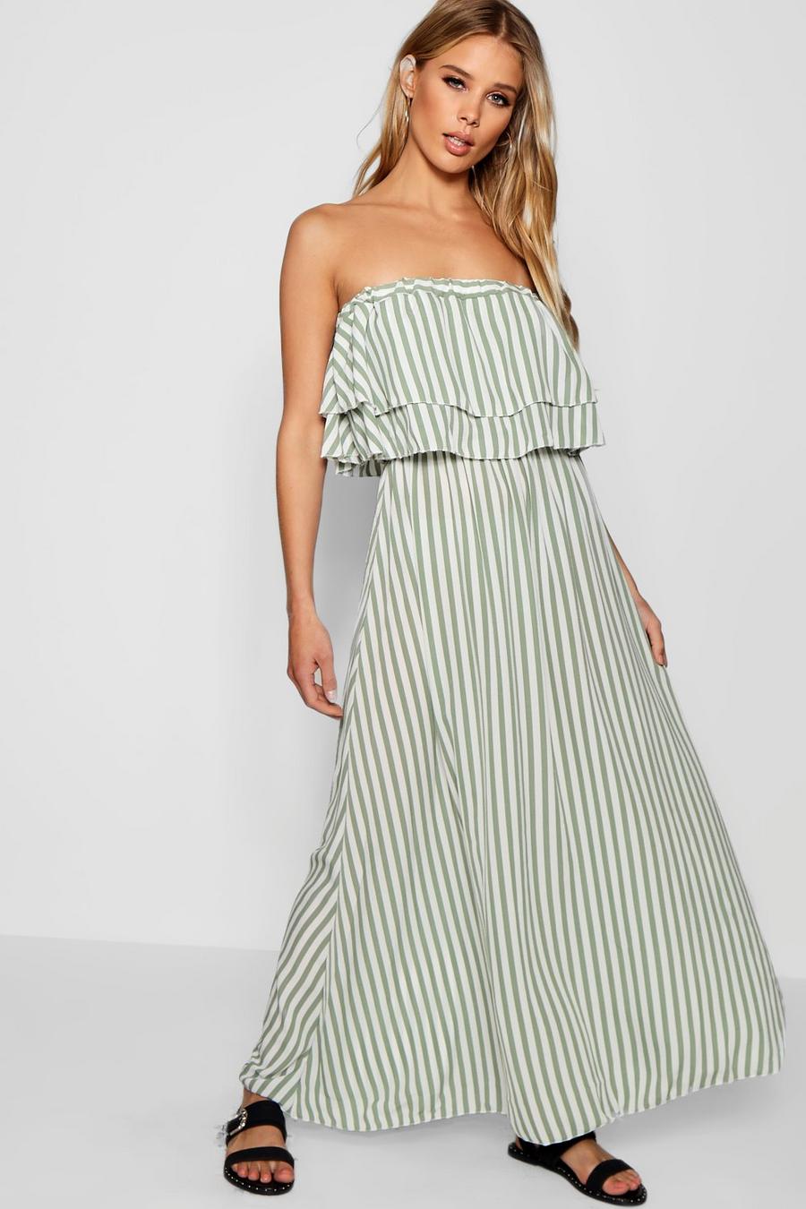 Sage Dara Double Ruffle Striped Woven Maxi Dress image number 1