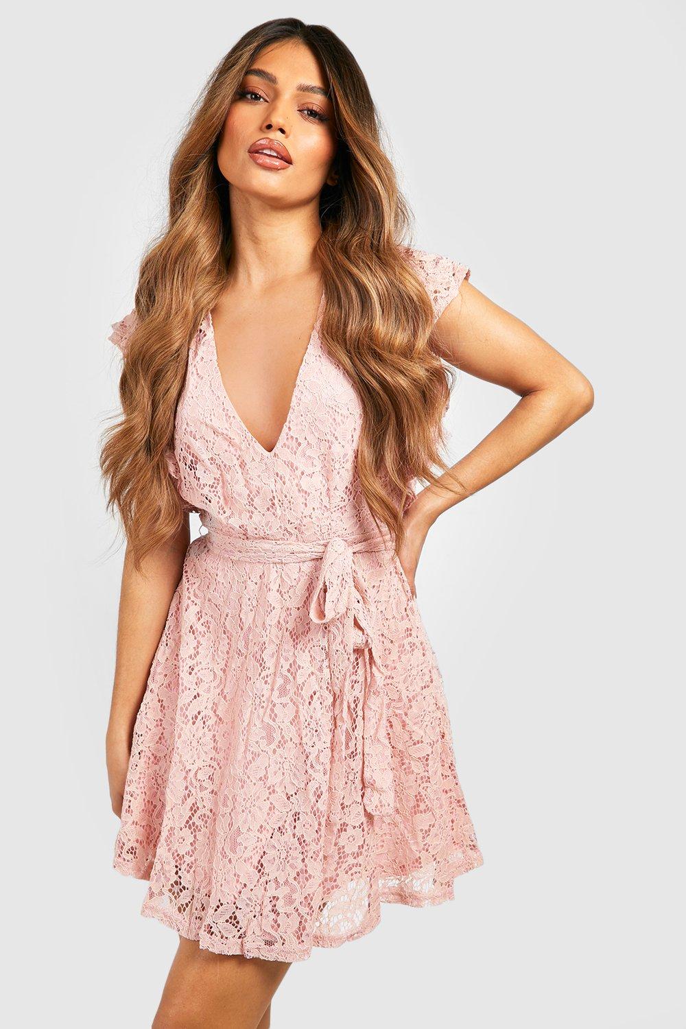 YOURS LONDON Curve Blush Pink Lace Pleated Maxi Dress