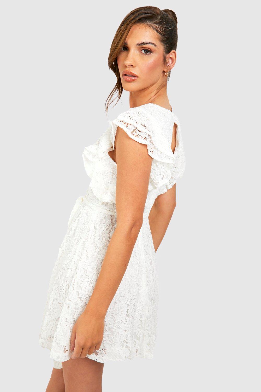 Boohoo lace sale white dress