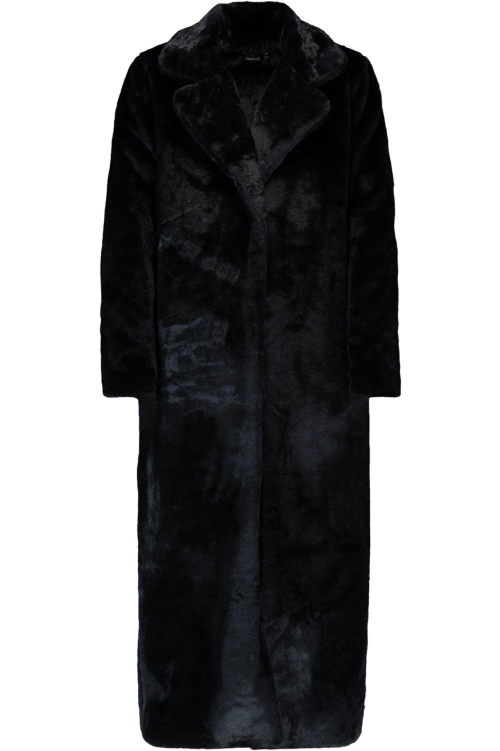 black maxi fur coat