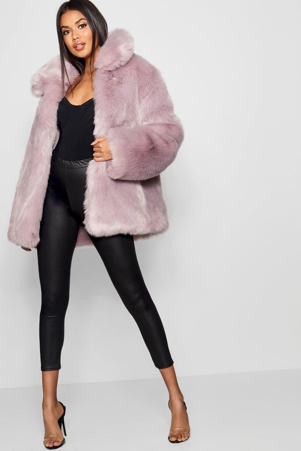 boohoo grey fur coat