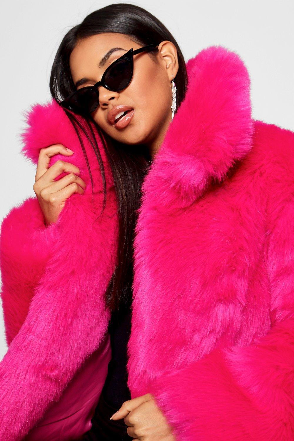 Boohoo pink hotsell fur coat