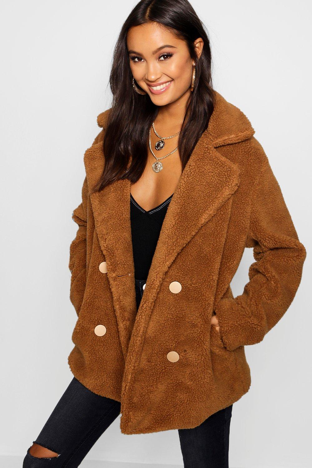 boohoo teddy fur coat